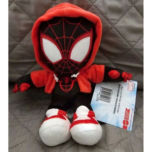 Marvel Spiderman Miles Morales 9 Inch Plush‎ Superhero Figure Hoodie Red Black - Picture 3 of 3
